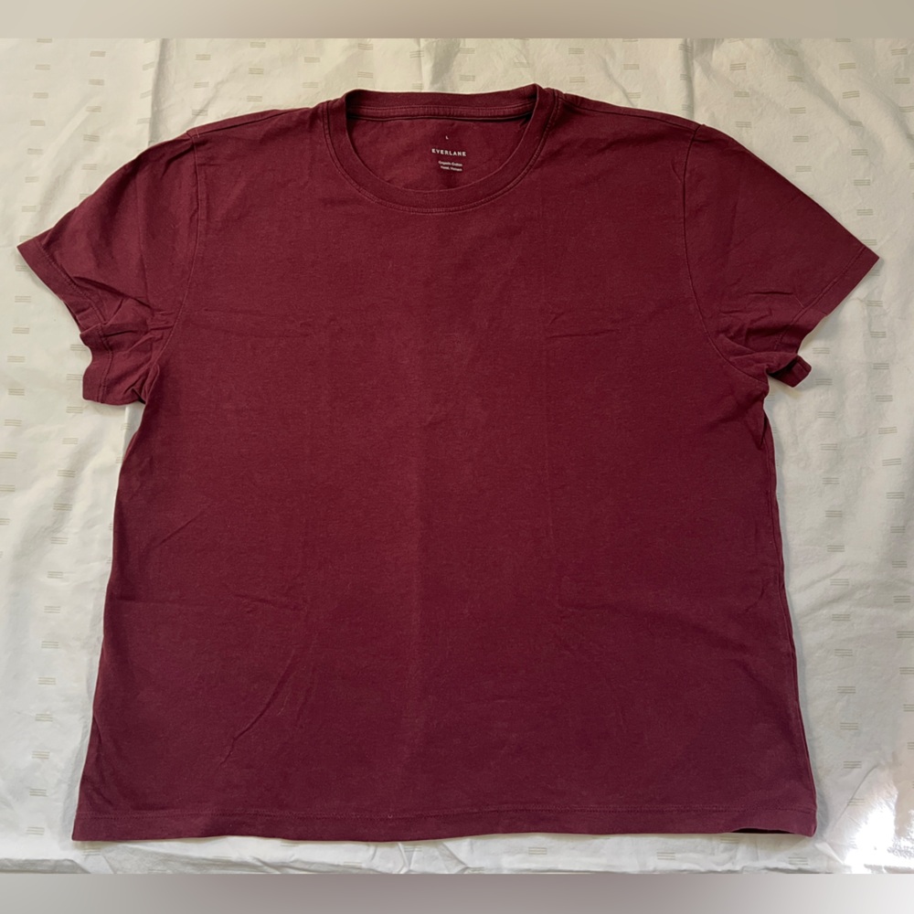 Everlane box-cut tee, maroon, large